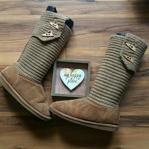 Bare Traps Knit & Suede Boots Sz 7